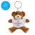 A small, soft toy bear with keyring attachment. The bear has a cute, friendly expression and is made of plush materials. Great for attaching to keys or adding to a school bag or Pencil case. 