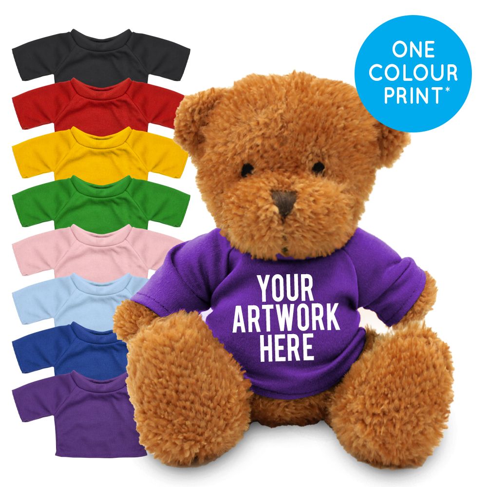 Monarch Print Ltd  Printed Golden 18cm James bear with Coloured t